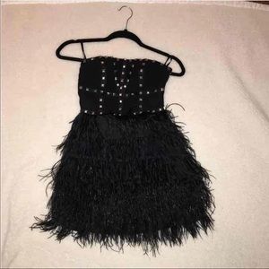 bebe Studded Feathered Dress